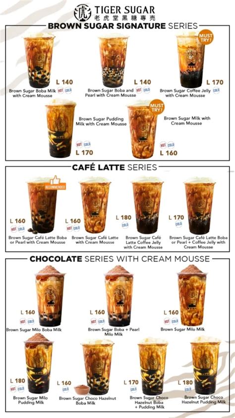 Tiger Sugar Menu With Updated Prices Philippines 2024 Menu Infinity