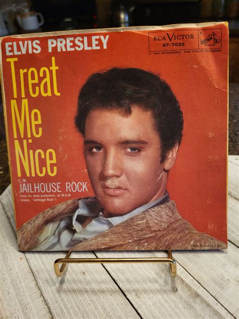 Elvis Presley 45 Rpm Picture Sleeve Record Jailhouse Rock Treat Me Nice