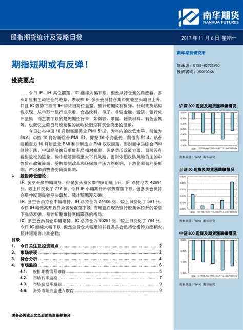 股指期货统计及策略日报：期指短期或有反弹！