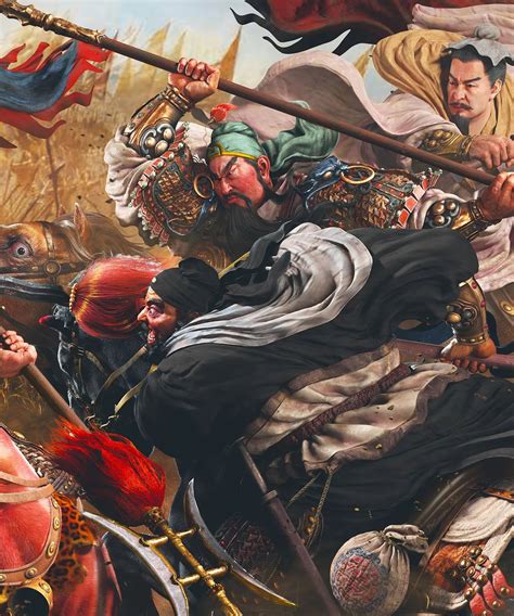 Three Sworn Brothers Guan Yu Zhang Fei And Liu Bei Fighting Together