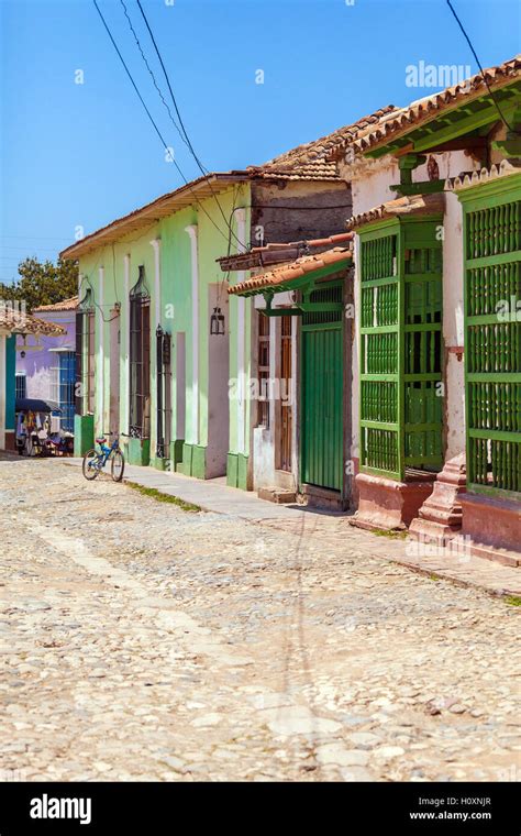 Vintage colonial houses in the old town of Trinidad, Cuba Stock Photo ...