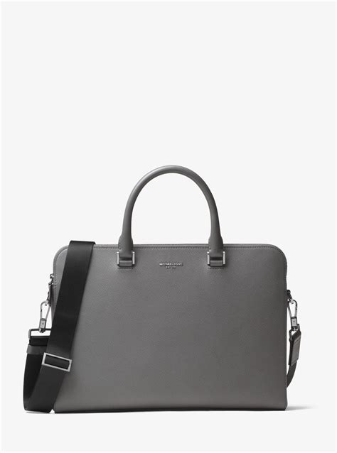 Michael Kors Harrison Leather Briefcase In Grey Gray For Men Lyst