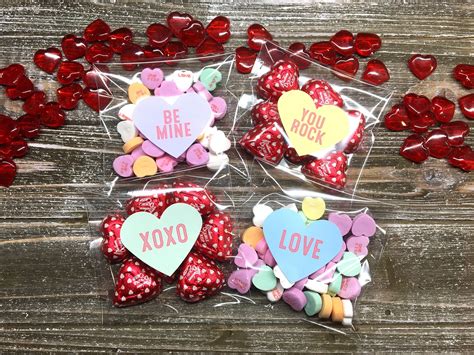 Valentine S Day Favor Stickers And Bags 15 Heart Shaped Etsy