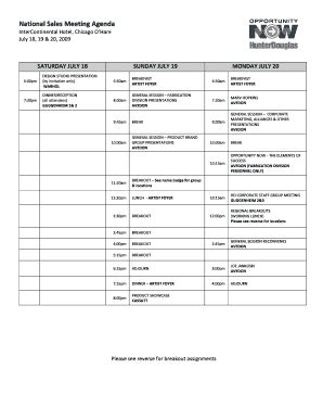 Fillable Online 9 Sales Agenda Templates Free Sample Example Format