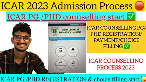 ICAR PG PHD COUNSELLING PROCESS COUNSELLING REGISTRATION Payment