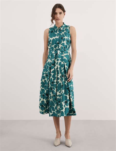 Pure Silk Floral Midi Skater Dress Jaeger Mands