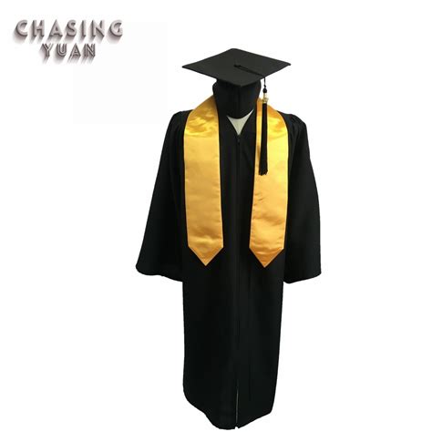 High School Black Graduation Cap Gown with Gold Stole - China Graduation Gown and Wholesale ...