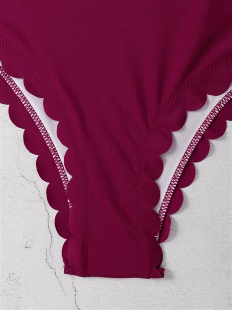 Scallop Trim Push Up Bikini Swimsuit SHEIN USA