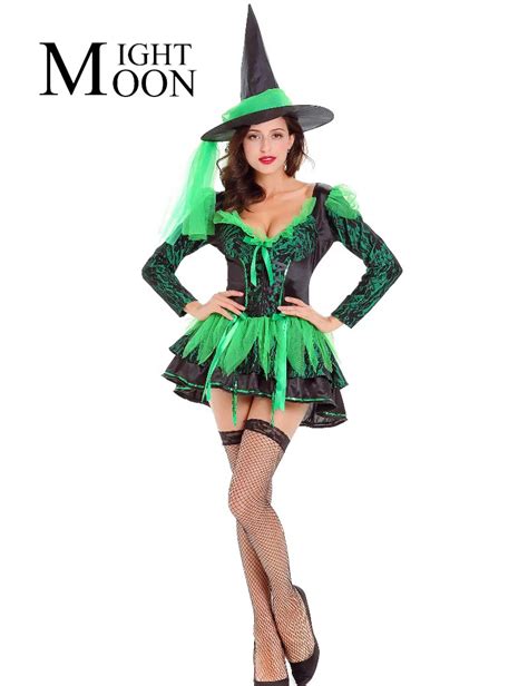 Moonight Black Witch Hat Women Carnival Party Costume Halloween Sexy