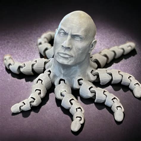 D Printed Rocktopus The Rock Articulated Fidget Dwayne Johnson