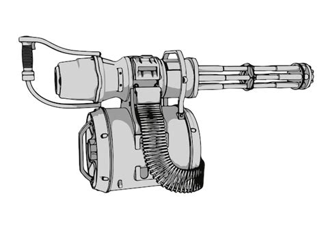 Premium Vector | Sketch machine gun minigun vector