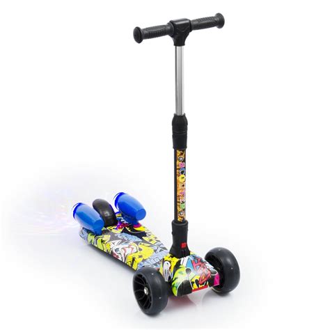 Patinete Infantil Turbo 3 Rodas Luz Led Projeção Traseira Azul Submarino