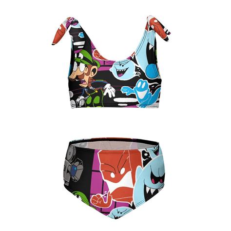 Luigi S Mansion Horror Boo Kid S Swimwear Two Piece Swimsuit Summer Beach Vacation Girls Bikini
