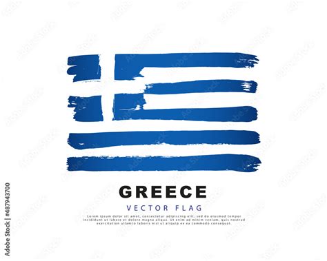 Flag of Greece. Blue and white brush strokes, hand drawn. Vector ...