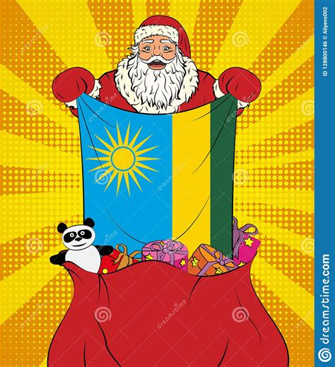 Santa Claus Gets National Flag Of Rwanda Out Of The Bag With Toys In