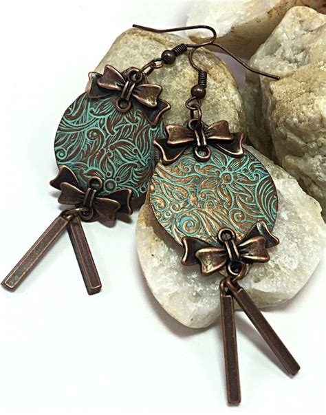 Copper Dangle Earrings Boho Earrings Drop By Theadesignconcepts