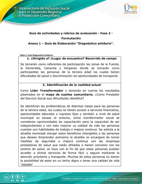 Anexo 1 Guía de Elaboración Diagnóstico solidario Guía de