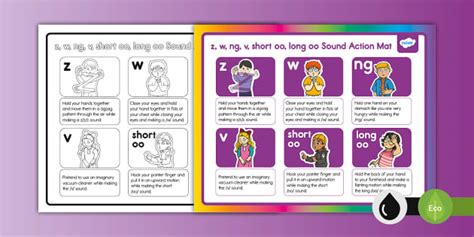 Phonics Canada Group 5 Z W Ng V Short Long Oo Sound Mat