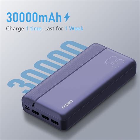 Rapoo WB30 30000mAh Powerbank 3 USB Output Fast Charge Li Polymer High