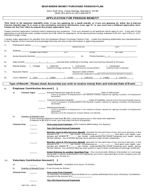 Fillable Online Fillable Online Seafarers Nmu Seafarer Pension Form Fax