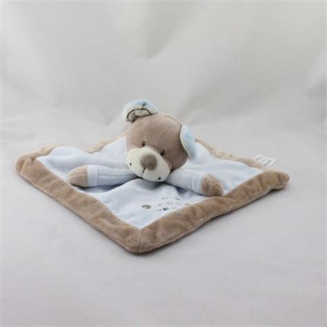 Doudou Plat Carr Ours Bleu Beige Kiabi Simba Toys