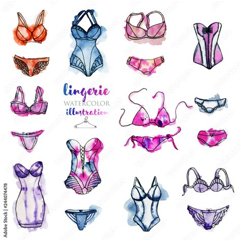 Watercolor Lingerie Illustration Collection Stock Illustration Adobe