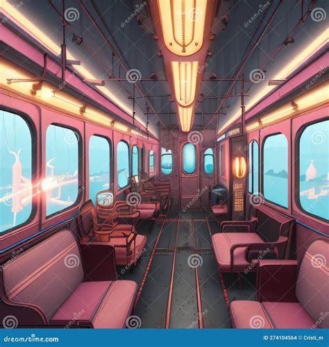 Cyberpunk Train Station With Futuristic Trains Stock Photography ...