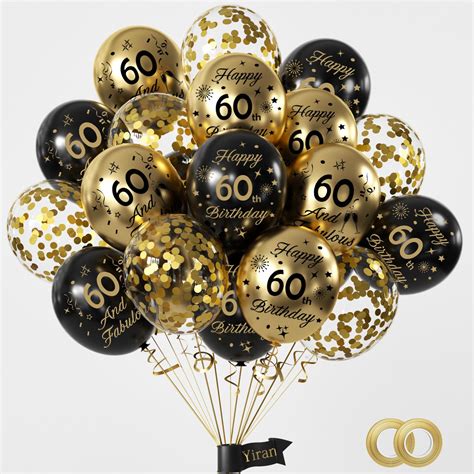 Buy 60th Birthday Balloons 15 Pcs Black Gold Happy 60th Birthday Latex