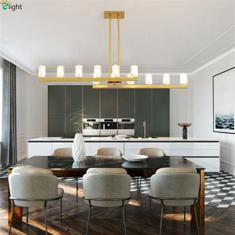 Postmodern Copper Metal Led Pendant Lights Dining Room Crystal Led