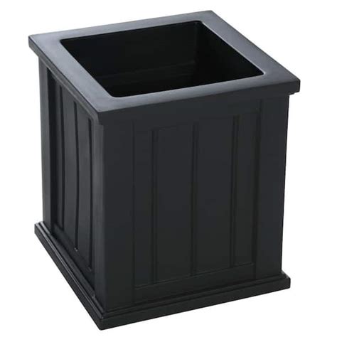 Mayne Cape Cod 16 In Square Self Watering Black Polyethylene Planter