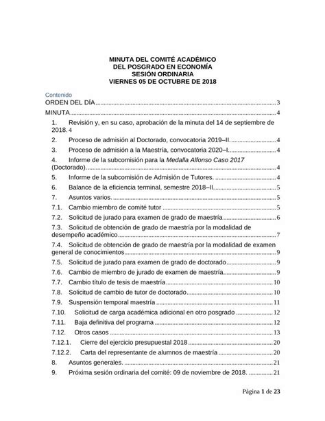 Pdf Minuta Del Comit Acad Mico Del Posgrado En Solicitud De