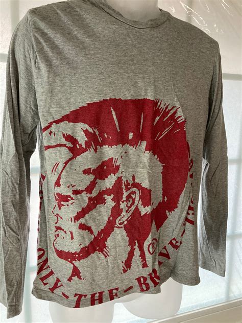 Diesel Long Sleeve Graphic T Shirt Only The Brave Indian Head Design