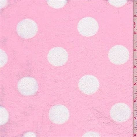 Pink White Polka Dot Print Minky Fabric By The Yard Etsy