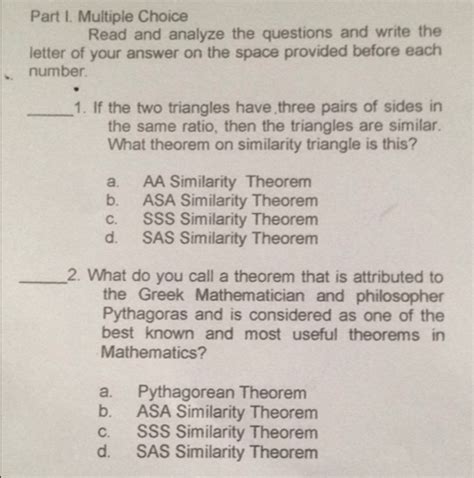 Solved Part I Multiple Choice Read And Analyze The Questions And