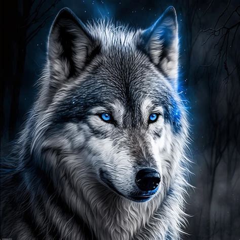 Premium Photo A Wolf With Blue Eyes Is Shown In This Illustration