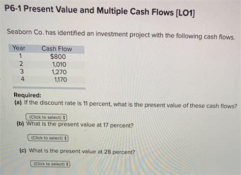 Solved P6 1 Present Value And Multiple Cash Flows Lo1