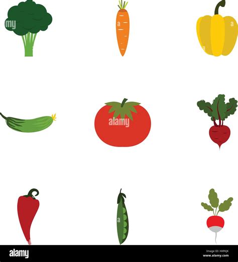 Vegetables Icons Set Flat Style Stock Vector Image Art Alamy