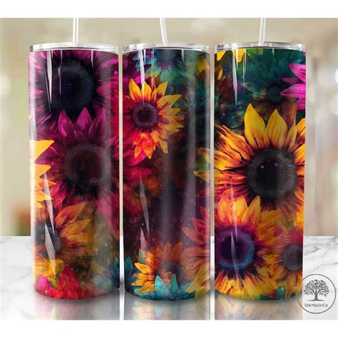 Tie Dye Sunflowers 20oz Tumbler Sublimation Design Digital D Inspire