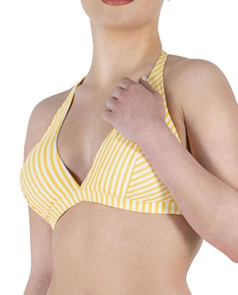 Top Bikini Tri Ngulo Estampado De Rayas Mostaza Stripes Bikini Bikini