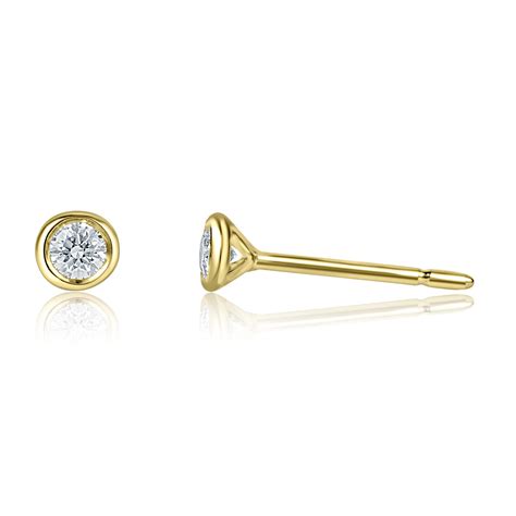 18ct Yellow Gold Diamond Solitaire Stud Earrings 016ct Pravins