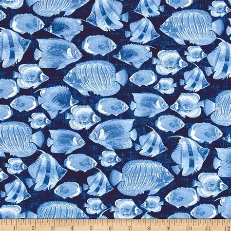 Timeless Treasures Coast Line Fish Blue From Fabricdotcom From