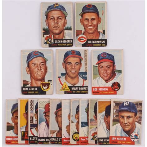 Lot Of 16 1953 Topps Baseball Cards With 7 Bob Borkowski 8 Clem