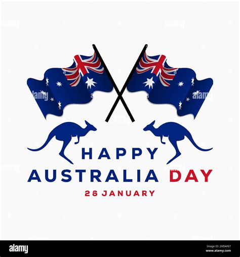 simple design happy Australia day with silhouette kangaroo and Australia flag Stock Vector Image ...