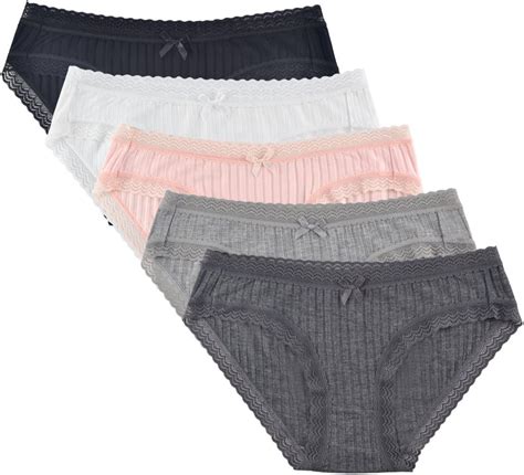 Knitlord Womens Lace Underwear Hipster Panties Bamboo Viscose Soft Bikini Panties 5 Packs