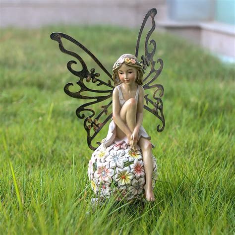 Suyorpe Garden Flower Fairy Outdoor Decor Garden Statue Flower Ball