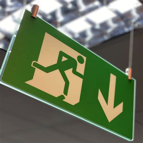 Photoluminescent Fire Exit Sign Ceiling Suspended BS ISO 7010 Signbox