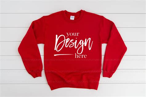 Gildan 18000 Mockup Sweatshirt Mockup RED 315649 Mock Ups