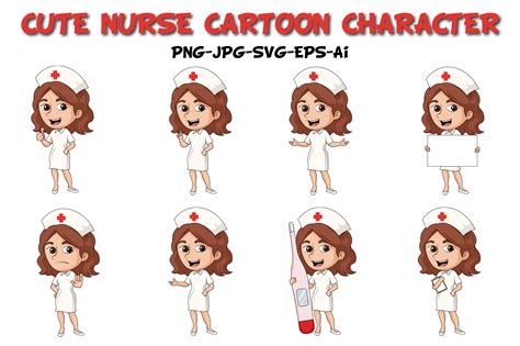 Cute Nurse Cartoon Character Clipart Graphic By Alexi Store · Creative