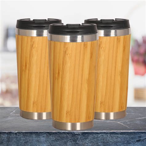 Bamboo Tumbler Mugs Bamboo Fibber Travel Mug Sustainable Stainless