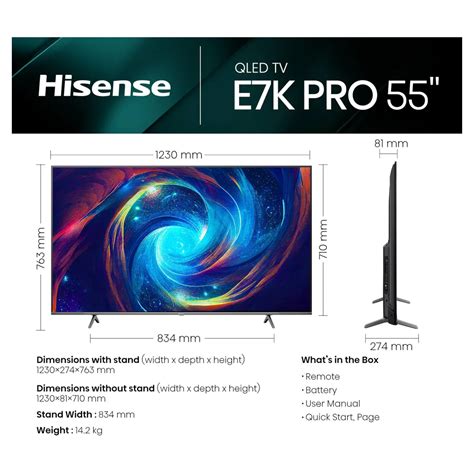 Hisense 55E7KQTUK-PRO 55" QLED 4K Ultra HD Smart TV - Black | Hughes